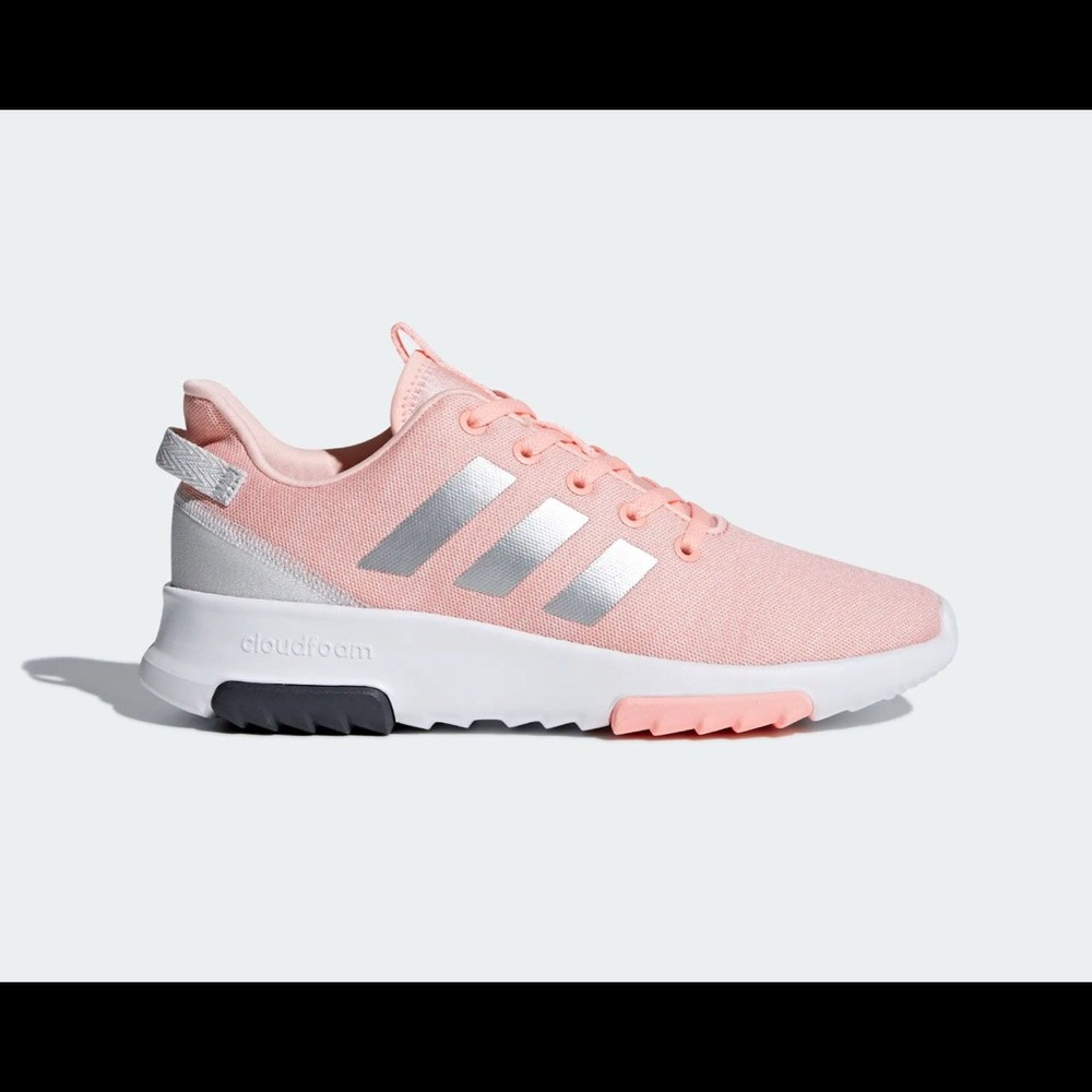 Pink adidas running shoes